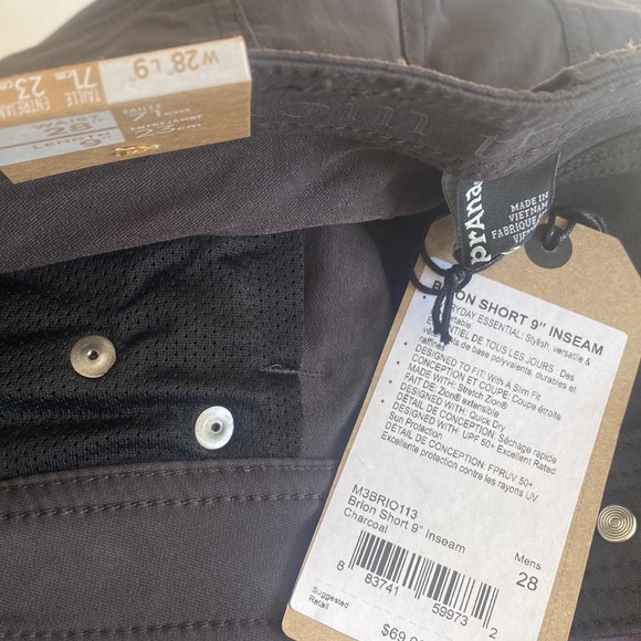 (A53) PRANA Men's Brion 9" Shorts in Charcoal, Size 28, NWT - Picture 10 of 13